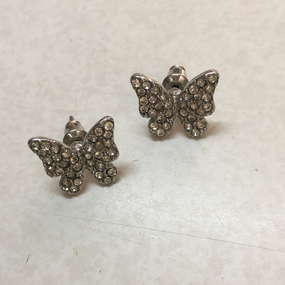 Butterfly stud rhinestone earrings